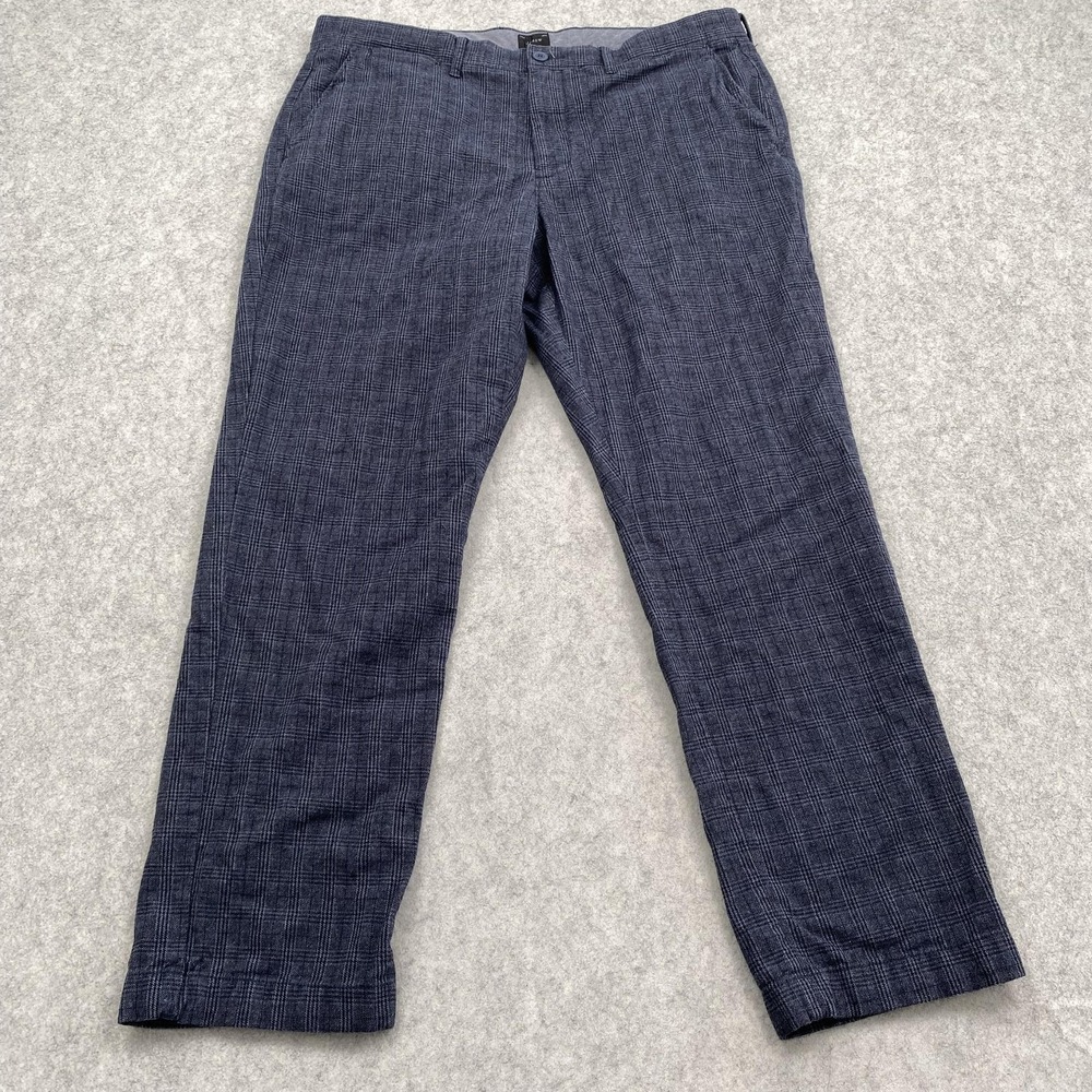 J.Crew Pants Mens 36x30 (37x29) Blue 770 Straight Check Chino Stretch Tweed